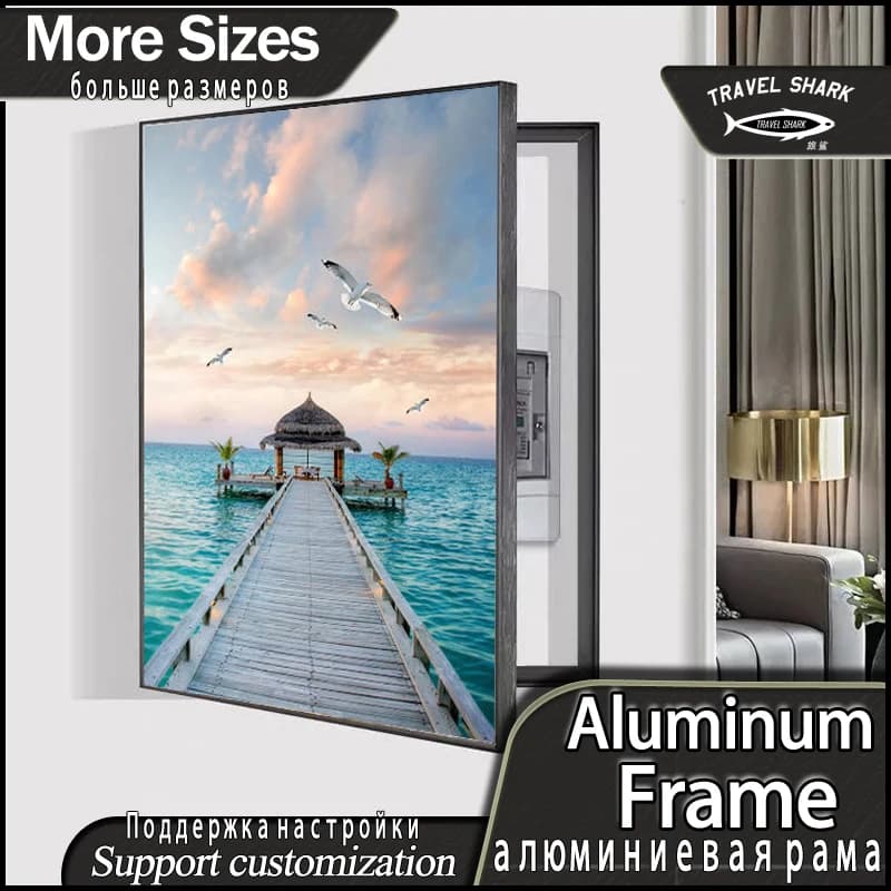 Open side decorative painting of counter Electric box Covers Modern images Wall poster with frame House living room wall art