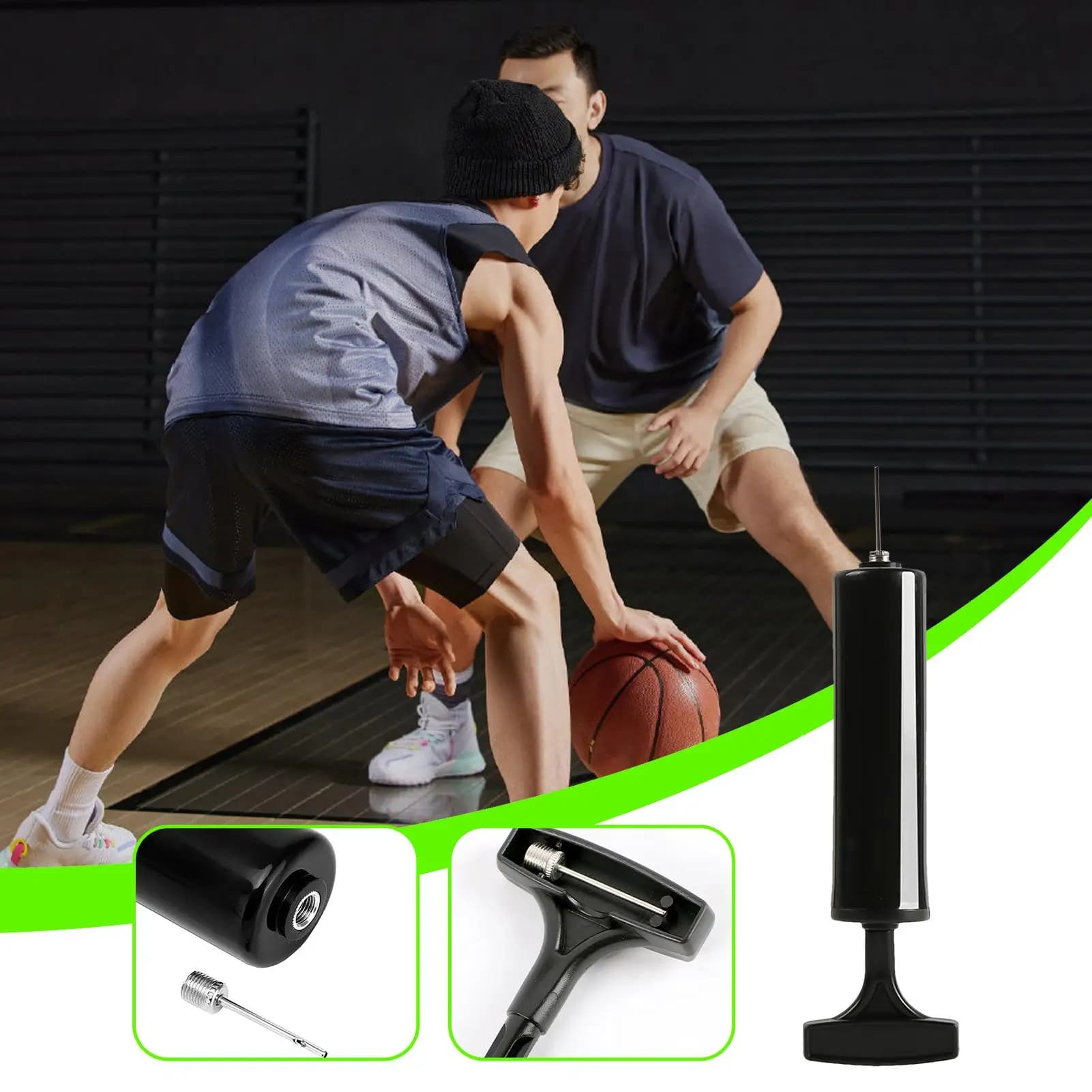 Pompa per Palloni da Basket e Pallavolo, Gonfiatore Portatile con Ago per Palloni Sportivi, Pompa per Pneumatici, Gonfiatore per Palloni da Calcio, Compatto e Portatile