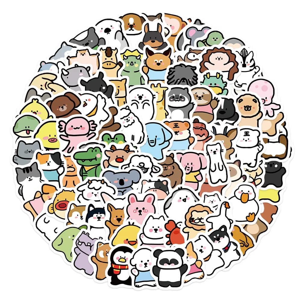 100 pieces stickers graffiti mixed original cute animals for helmet bicycle hand check case decals LanLanStickersWorld