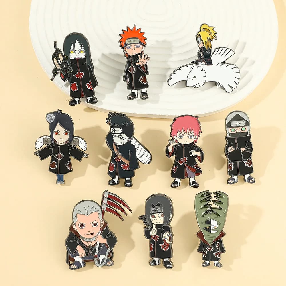 Naruto Enamel Pin Akatsuki Red Cloud Cartoon Brooch Backpack Collar Decoration Lapel Badge Fashion Jewelry Gifts
