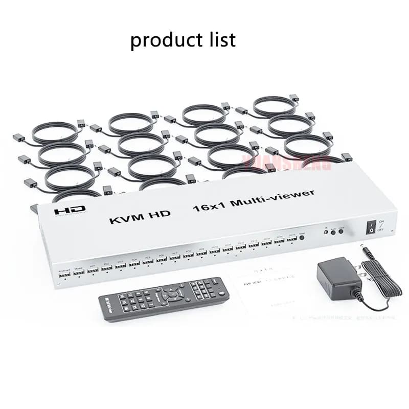KVM 16x1 Multi-viewer compatibile HDMI 1080P Supporto USB Mouse Tastiera Interruttore continuo 16 Multiviewer Divisore schermo su 1 TV