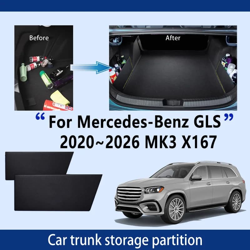 Accessori auto Per Mercedes-Benz GLS X167 2020 ~ 2026 Bagagliaio Partizione di Stoccaggio Multifunzione di Stoccaggio Auto Parti Interni organizzatore