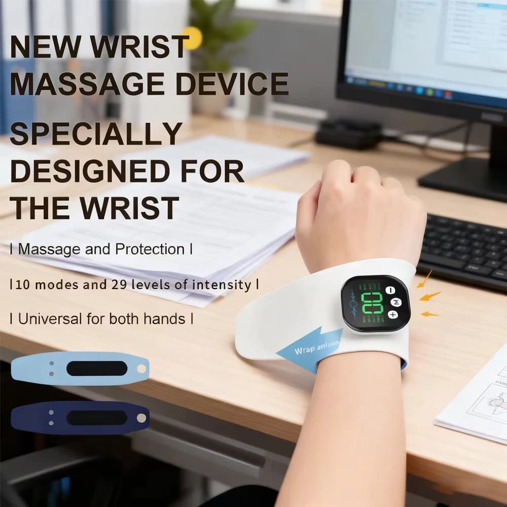 Wireless Hand Wrist Massage 10 Mode Vibration Massage 29 Level Hand Massage Rechargeable Wrist Guard Band