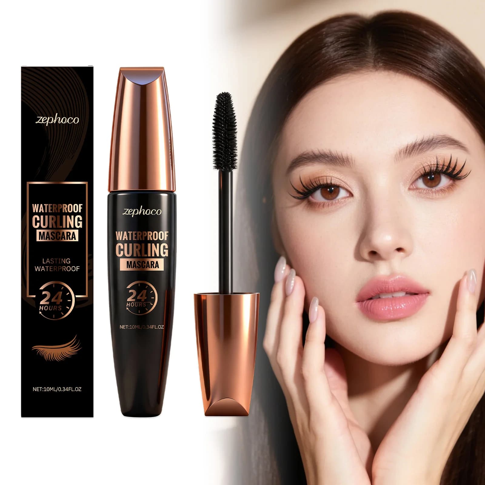 Mascara for Eyelash Of course smooth and curved, waterproof, resistant to sweat, long life, not grumulant, black, Cosmetic 10ml