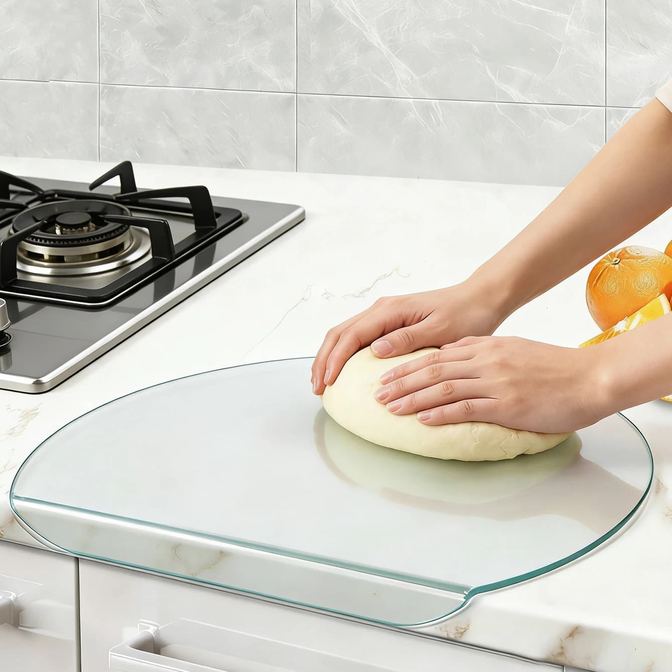 Tagliere nero trasparente, tagliere circolare, tovaglietta da tavola, igienico e leggero, con bordo per piano di lavoro - antiscivolo, e