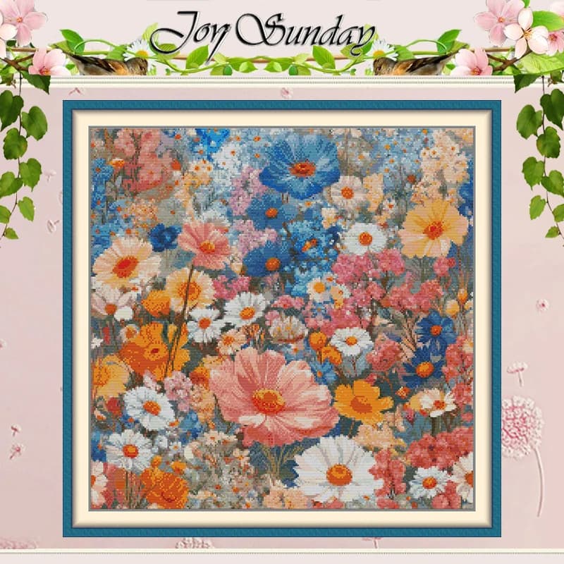 A Sea of Spring Flowers Patterns Counted Cross Stitch Set 11CT 14CT 16CT HD Stamped DMC Cross-stitch Kit Embroidery Needlework