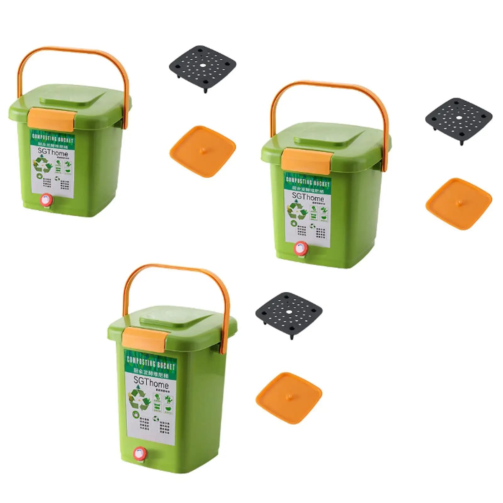 Pattumiera per compost con coperchio Pattumiera sigillata portatile per cucina da giardino interna