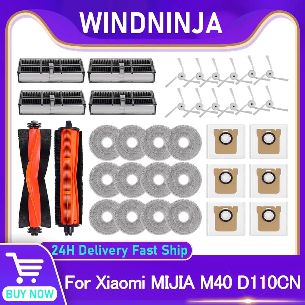 For Xiaomi Mijia M40 D110CN Replacement Accessories Robot Vacuum Mop Cloth Hepa Filter Dust Bag Main Side Brush Spare Parts