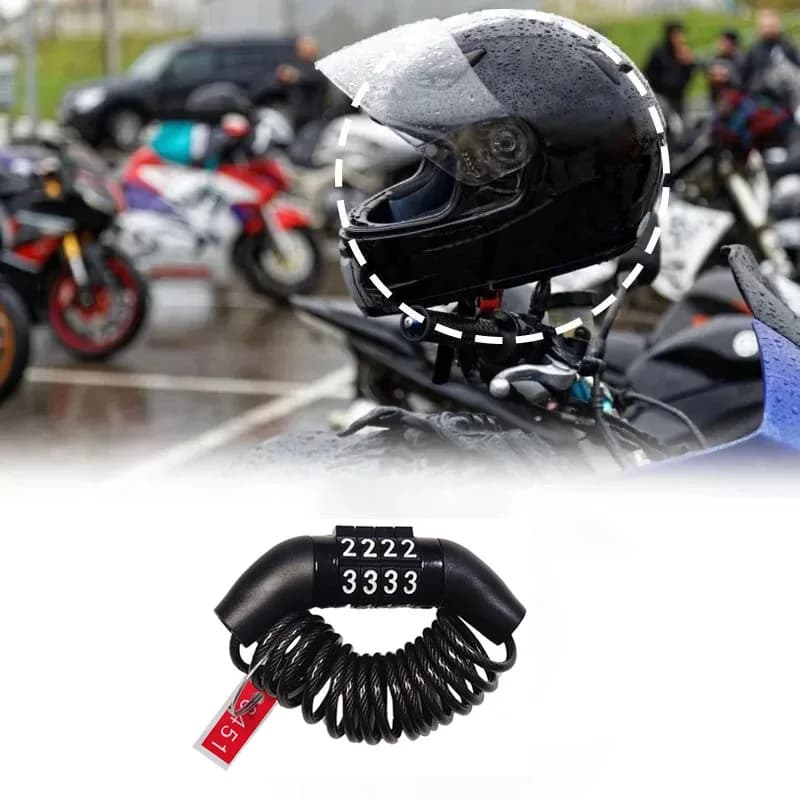Bicycle Lock Chain for Motorcycle 4 Digit Password Combination Helmet Lock for Laptop Safety Cable Durable Metal Cable