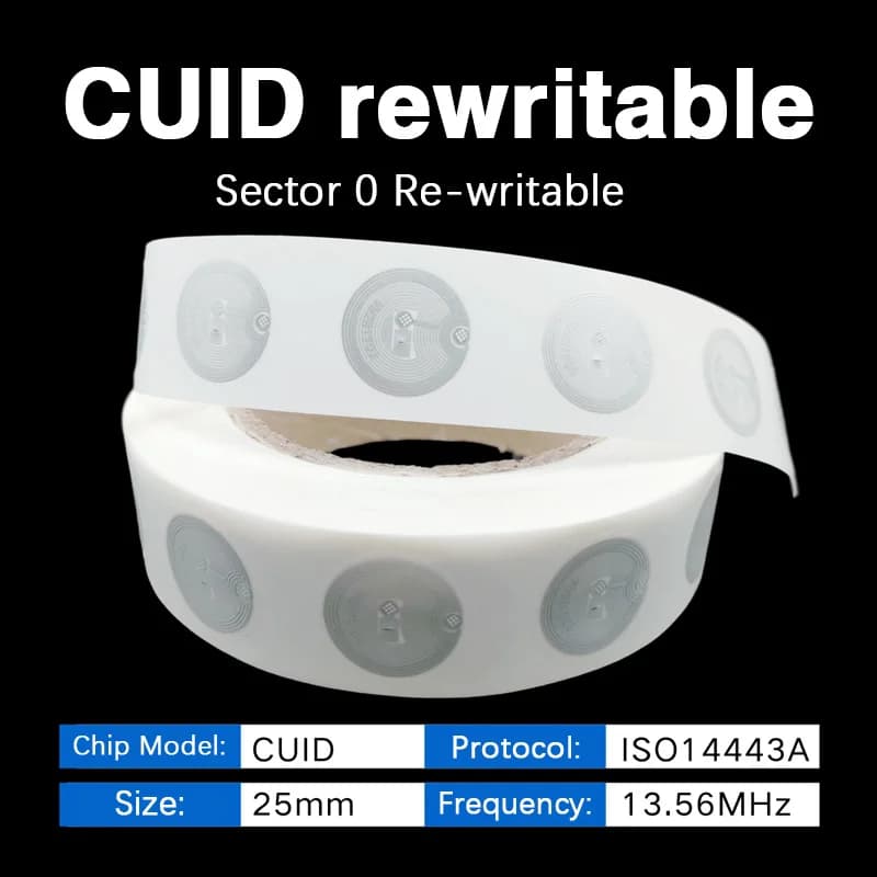 13.56 mhz CUID modificabile S50 1K RFID Adesivo Wet Inlay Tag NFC Settore 0 Blocco 0 UID Riscrivibile Carta di prossimità Copia Badge Clone