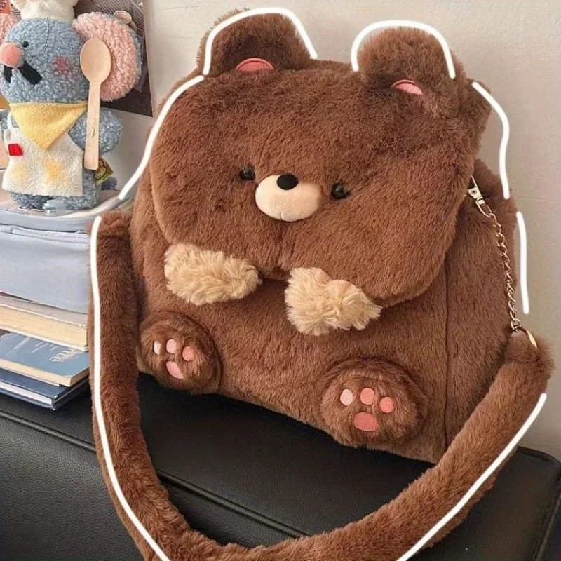 Simpatico zaino in peluche capibara, bookbag multifunzionale con animali di peluche morbidi per donne e ragazze, borsa a tracolla leggera