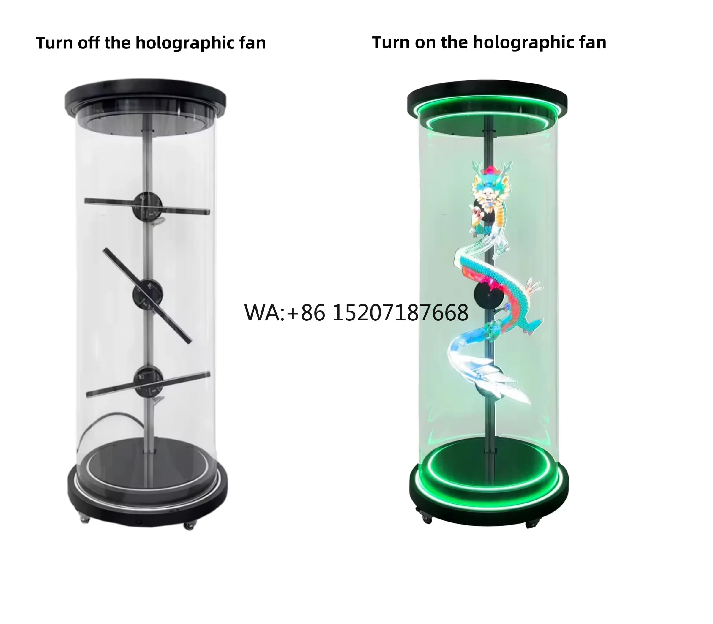Vendite calde AI Ventilatore olografico Mini 3D Proiettore ventola olografica Giunzione forma cilindrica Altri attrezzature pubblicitarie