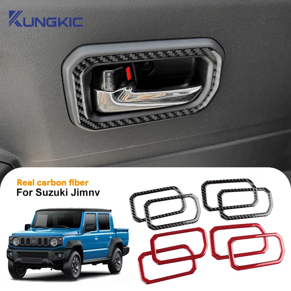 Reale Morbida Fibra di Carbonio Per Suzuki Jimny JB64 JB74 2019 2020 2021 2022 2023 2024 2025 Auto Porta Maniglia Interna Telaio Trim adesivo