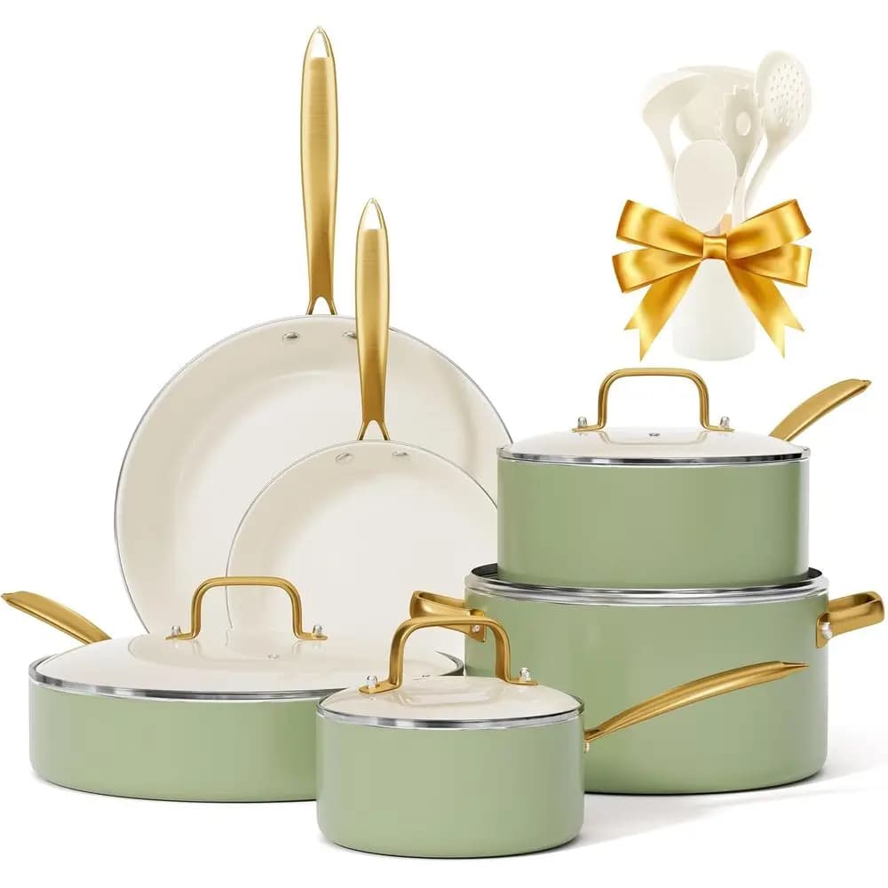 Non-Stick Cookware Set with Utensils, Dutch Oven Pot, Saute Pan, Frying Pan for Healthy Cooking
