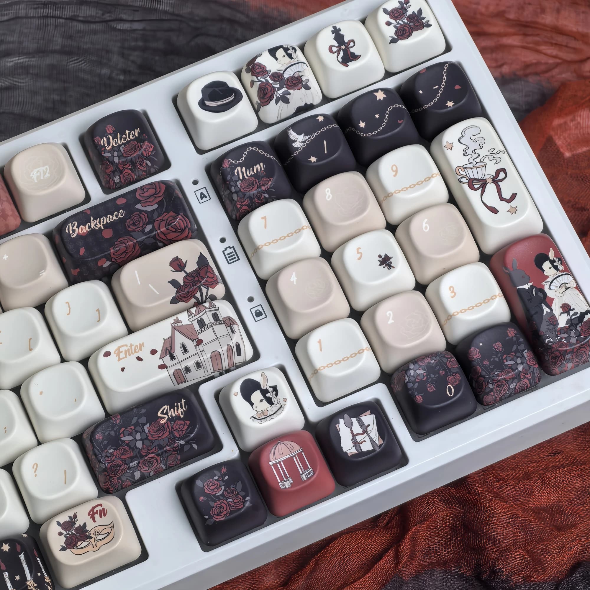 Rosso Nero Gotico Rosa Keycap MOA Cherry Profilo PBT Sublimazione Termica Retro Keycap per 68/75/87/98/108 Tastiera Meccanica