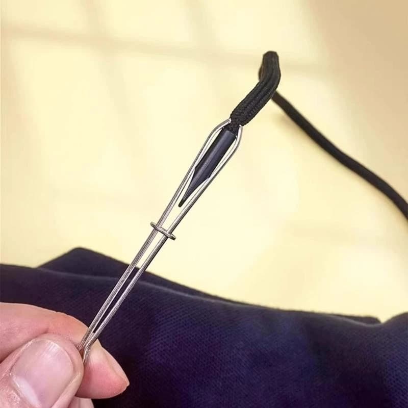 Infila multiuso con coulisse in metallo Fascia elastica flessibile Infila clip per cucire Aiuto per infilare felpe con cappuccio