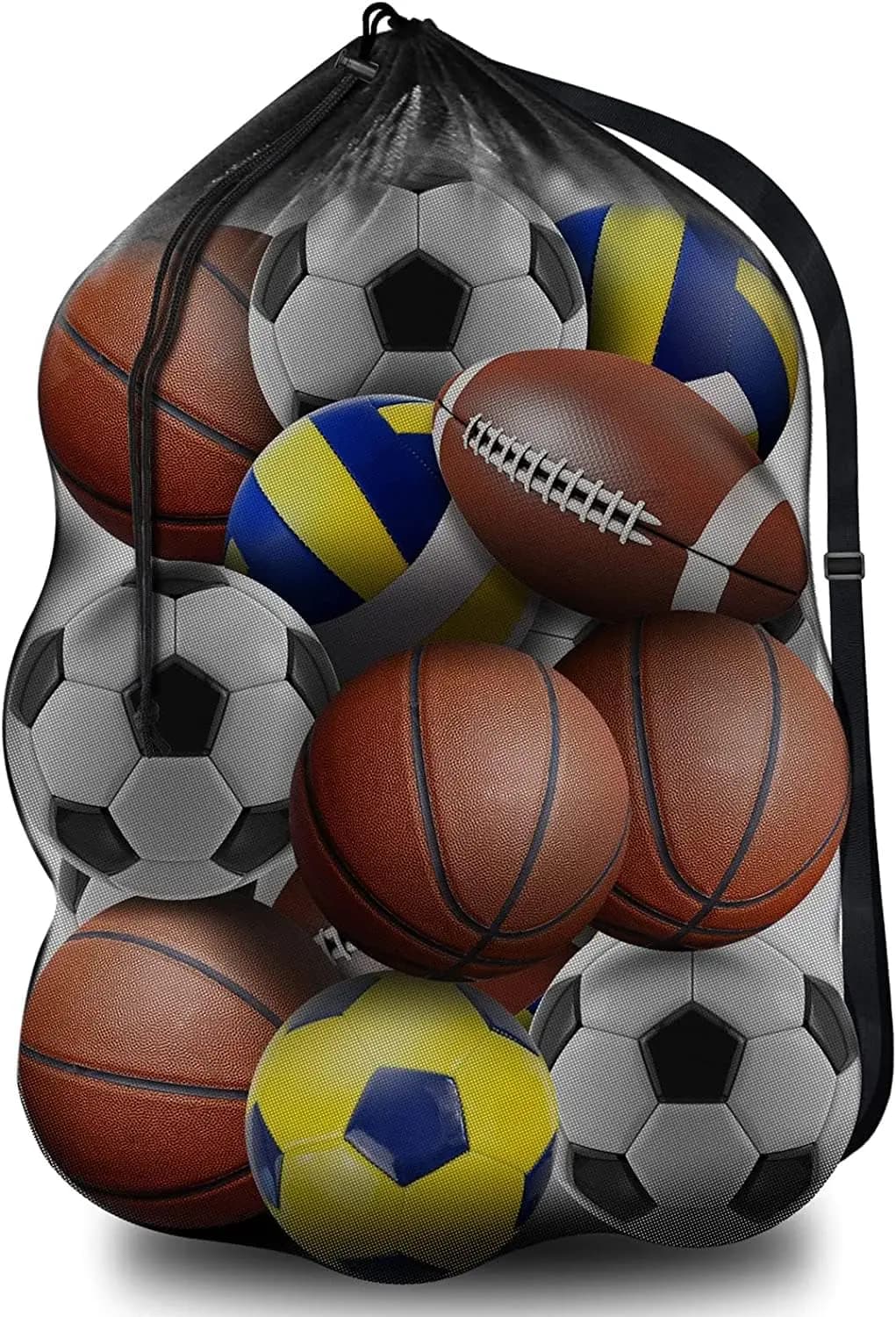 Borsa Sportiva Extra Large in Rete con Tracolla Regolabile, per Palloni da Calcio, Pallavolo e Attrezzature (30x40 Pollici)