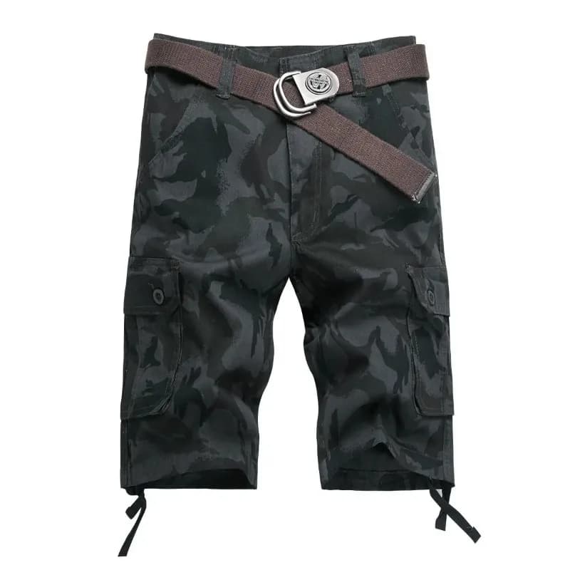 Mens Summer Camouflage Print Cargo Shorts Multi Pocket Casual