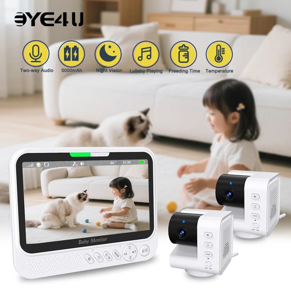 Nuovo video baby monitor con display da 7 pollici Pan Tilt Zoom Babyphone IR visione notturna telecamera di sorveglianza di sicurezza sensore di temperatura