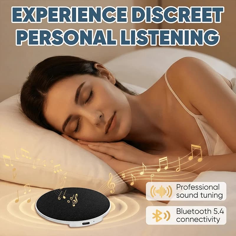 Cuffie per Dormire con Altoparlante Integrato, Speaker Wireless a Conduzione Ossea Sotto il Cuscino, Timer di Spegnimento Automatico, Dispositivo Ultra-Sottile per Aiutare il Sonno