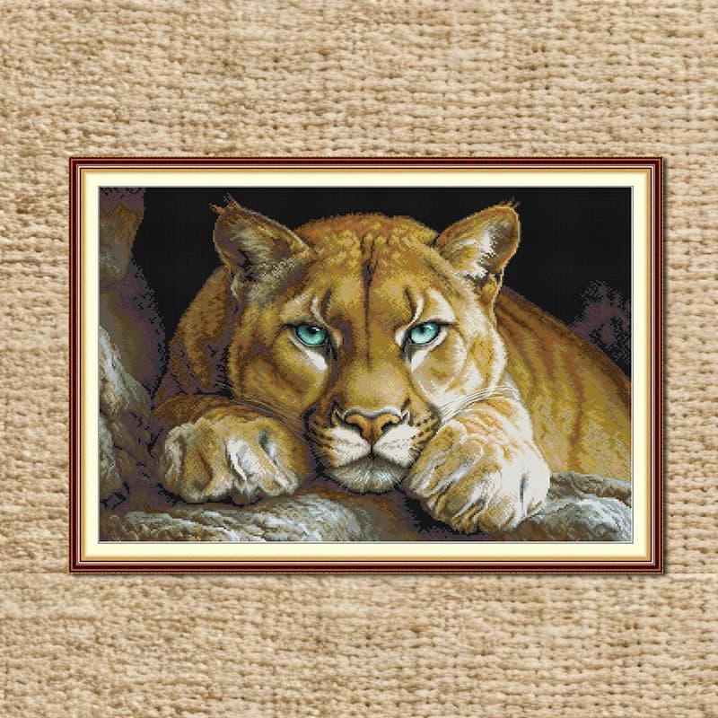 Large Pattern Cross Stitch Kit With Aida ClothTiger HD Pattern Counted Stamped Fabric Hand Embroidery Hand Craft Set Home Decor