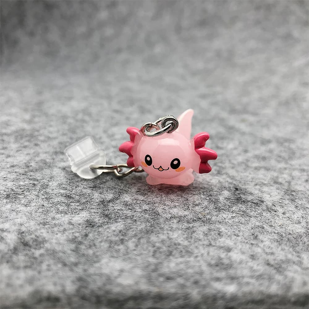 Adorabili e pratici tappi antipolvere in resina rosa Axolotl Charm per telefoni cellulari, tablet, laptop, USB-C e porta di illuminazione