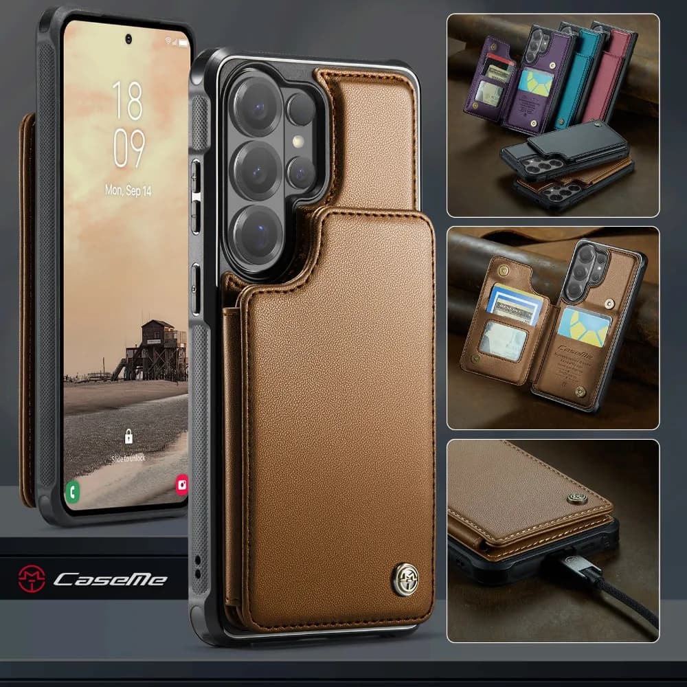 Custodia a Portafoglio Magnetica in Pelle Premium per Samsung Galaxy S26 Ultra 5G, Cover Posteriore con Protezione RFID per Samsung S26 Plus e S26 Pro