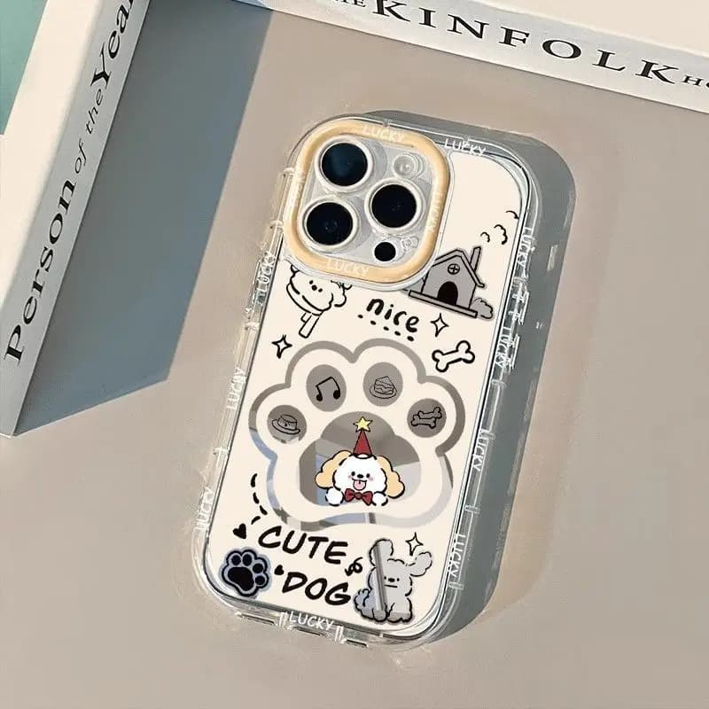 Cartoon Orso Zampa Stuzzicare Gatto Bastone Specchio Cassa Del Telefono Per iPhone 17 AIR 16 15 14 13 12 11 XR PRO XS MAX 7 8 PLUS Anti Goccia copertura
