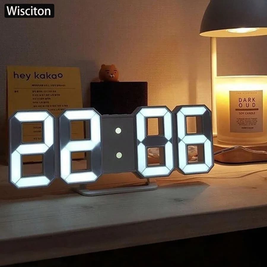 LED Time Display Wall Screen RGB Table Decoration Alarm Clock with digital stereoscopic 3D/Data/Temperature lamp