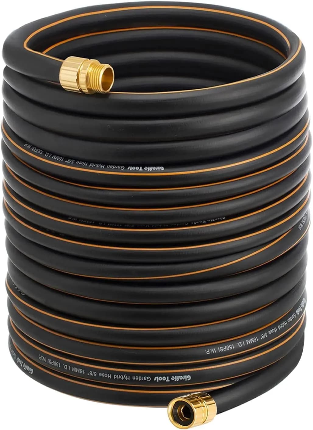 5/8" Custom Length Garden Hose, No Kink, Flexible, Leakproof, 600 Burst PSI, 100ft, Black Orange