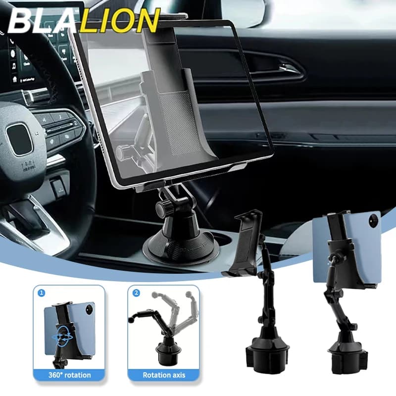 BLALION Car Tablet Holder Stand Auto Cup Holder Tablet Bracket Adjustable For IPad Mount Support Smartphone Stand For 6-12.9in