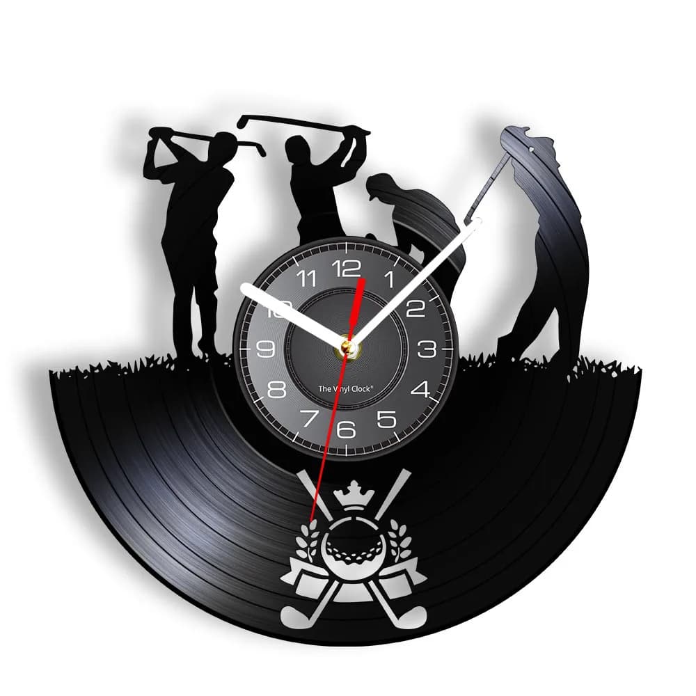 Wall Clock with Golf Club Logo, Sports Interior Decoration, Vinyl Clock for Golf enthusiasts, Artistic Gift for Golfers