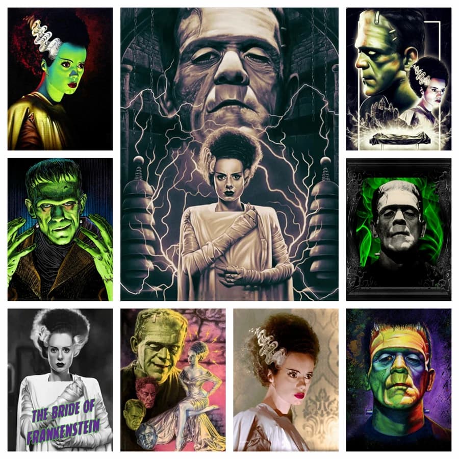 5D Horror Movie Bride Of Frankenstein Diamond Painting Kits Monster Love Embroidery Cross Stitch Handwork Wall Art Room Decor
