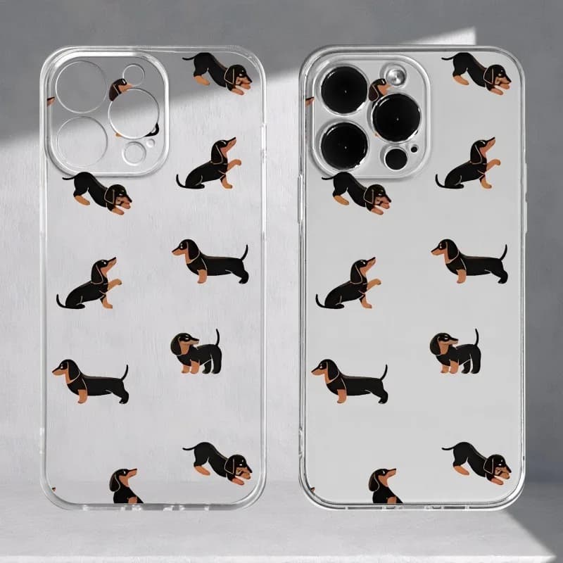 Nuova custodia per telefono in TPU trasparente alla moda con diversi disegni di bassotto, adatta per iPhone 17 Air Pro Max, iPhone 16, 15, 14, 12, 11, Xs, Xr, X, 7, 8, 12/13 Mini Plus Pro Max Se, perfetta come regalo per compleanni/facanze/famiglie/Amici/Partner