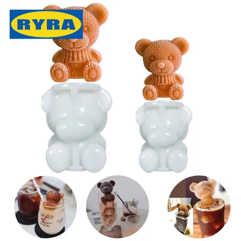 3D Teddy Bear Ice Mold Silicone Ice Maker stampo per sapone fai da te strumento per gelato per whisky Wine Cocktail Coffee Juice Cake Decoration