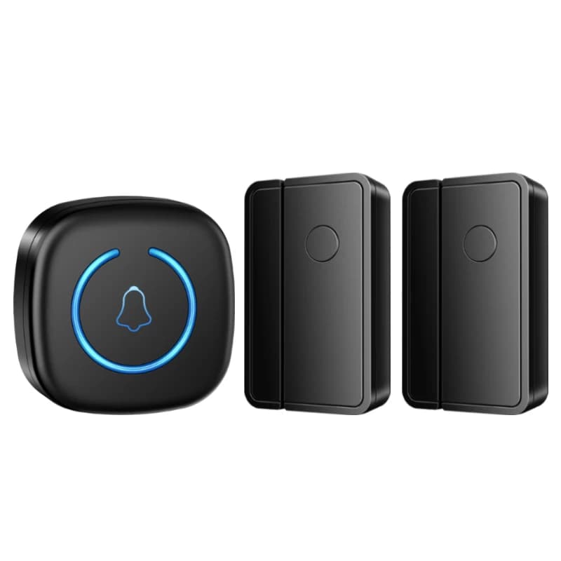 CACAZI Wireless Door Alarm sensore di contatto campanello aperto 1000 FT Range 60 Chimes indicatore LED per Business 2 sensori 1 ricevitore