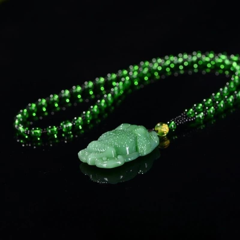 Collana con ciondolo drago rospo dorato giada verde naturale accessori per gioielli di moda uomo donna regalo di fortuna catena maglione amuleto