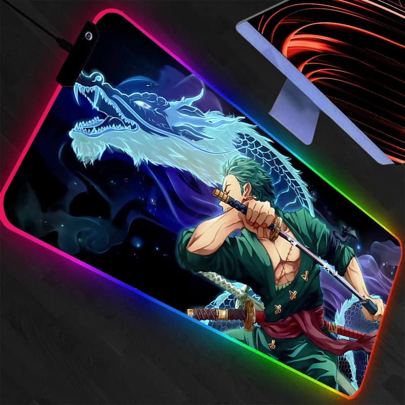 Tappetino per Mouse XXL LED One Piece Anime Gamer RGB Accessori per Computer Tastiera Varmilo con Retroilluminazione