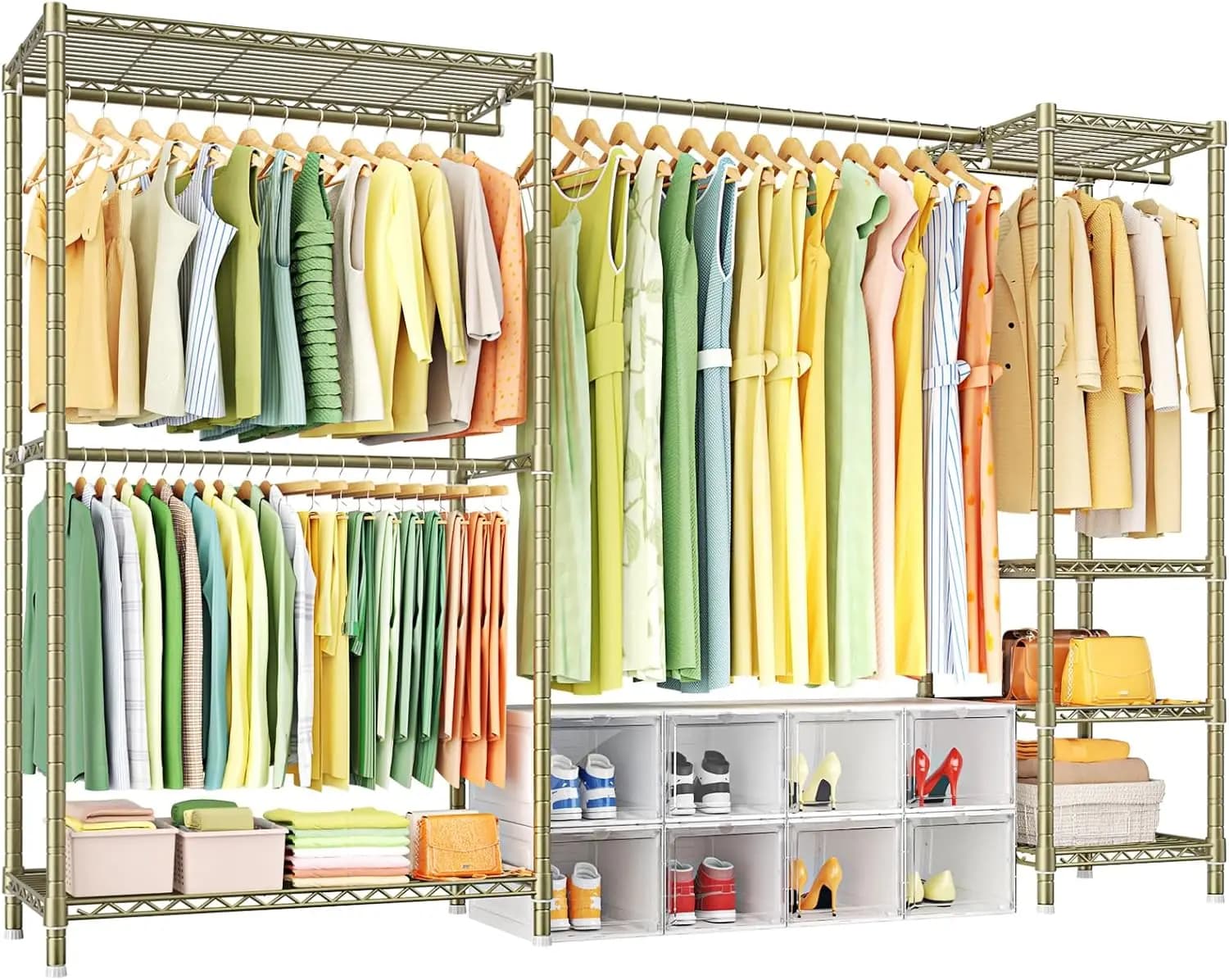 Appendiabiti E10 (con asta estensibile) - Stender appendiabiti autoportante per appendere vestiti, sistema organizer regolabile per armadi