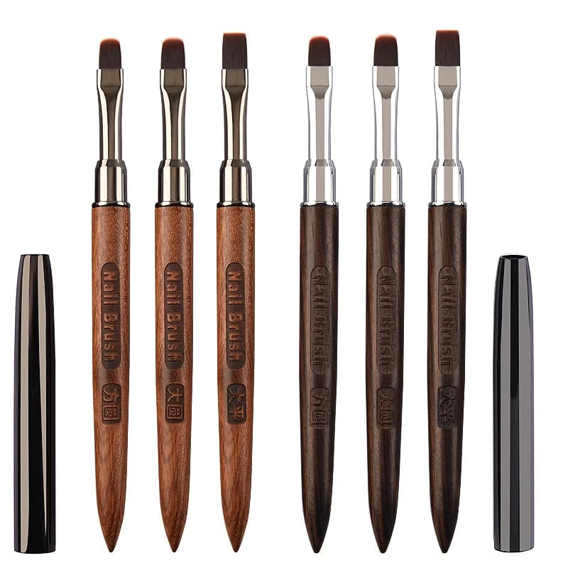 1PC Acrylic Nail Brush Pen for Powder Manicure Round Wood Handle Gel Builder Brushes