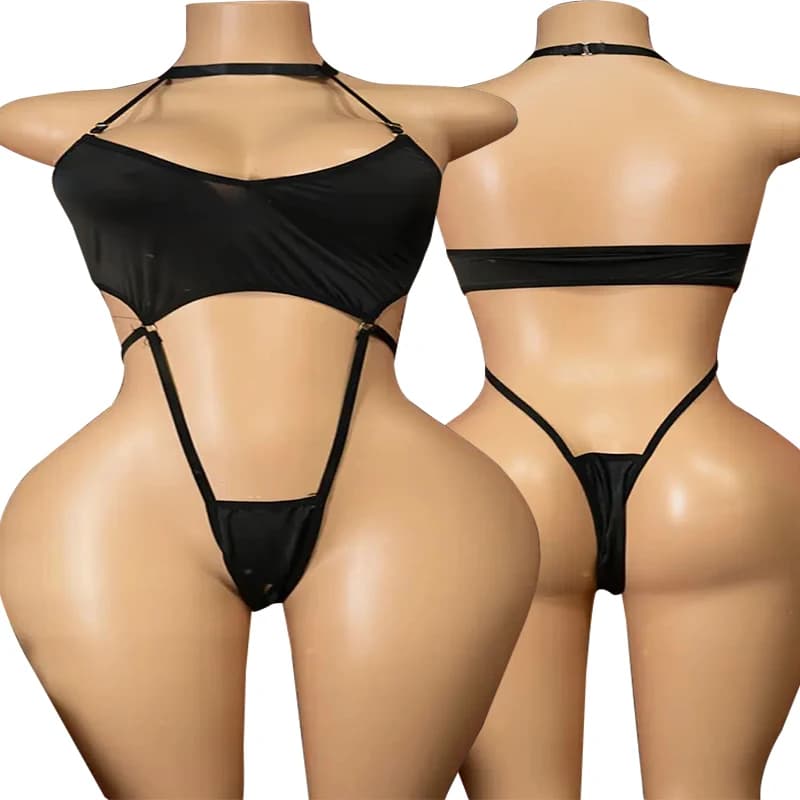 Completo Intimo Sexy e Seducente: Completo Lingerie Trasparente in Pizzo con Reggiseno e Slip, Body Erotico Intero, Completo Intimo Sensuale