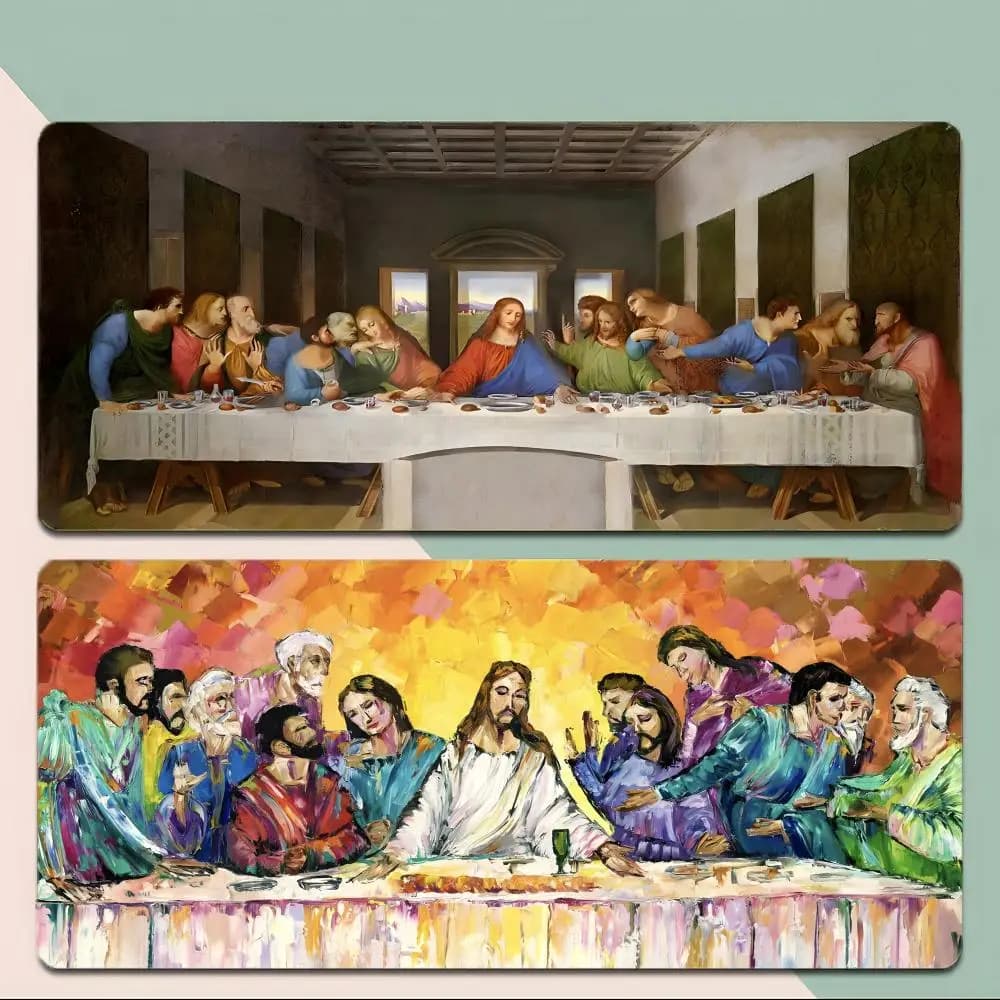 Tappetino per mouse classico con grafica The Last Supper, tappetino per mouse da gioco con bordo cucito spesso, tappetino da scrivania grande antiscivolo