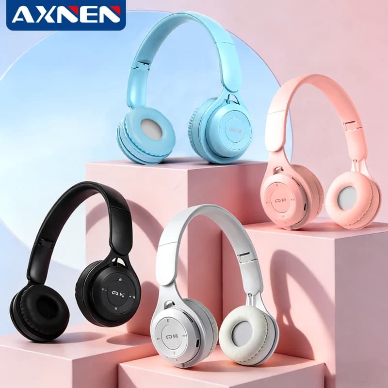 AXNEN Y08 Stereo 5.3 Bluetooth Foldable Sports Gaming Macaron Headphones Over-ear for Android iOS Mobile Tablet