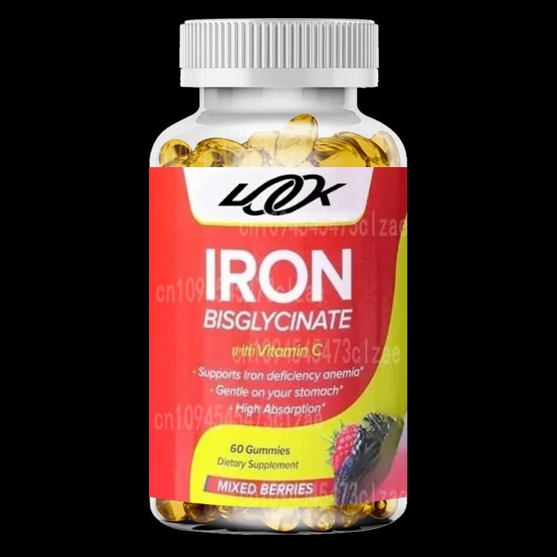 Iron supplements for children and adults -25 mg with vitamin C, iron supplements for men and women, 60 gummy candies