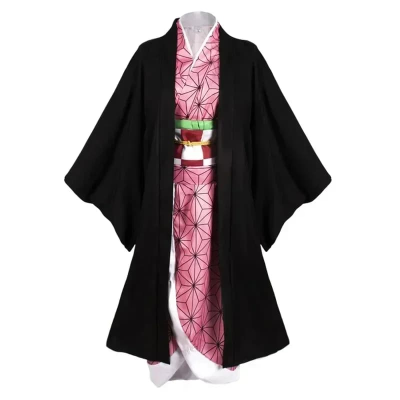 Anime Kamado Nezuko Cosplay Costume Kimono Cosplay Wigs Hairs Halloween Carnival Women Outfit
