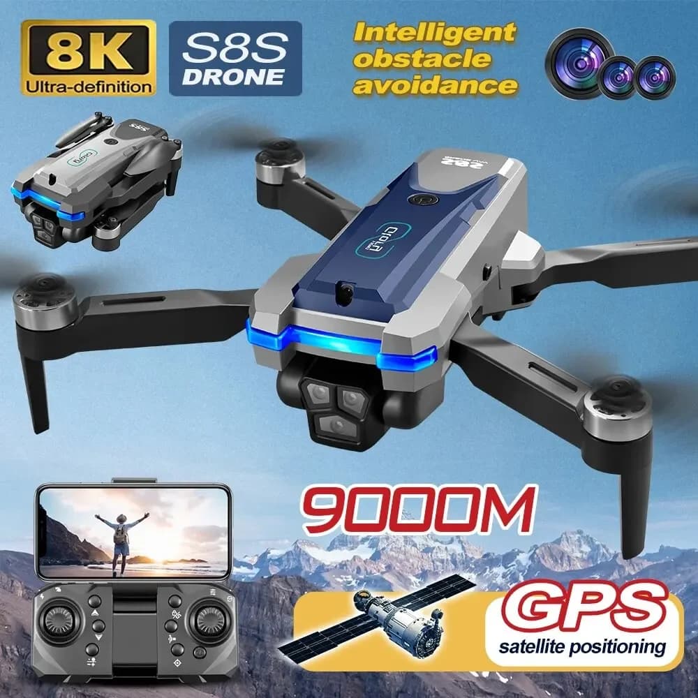 S8S GPS Drone 5G Wifi 8K HD Dual ESC Camera flusso ottico 360 ° evitamento ostacoli motore Brushless RC Quadcopter pieghevole 9000M