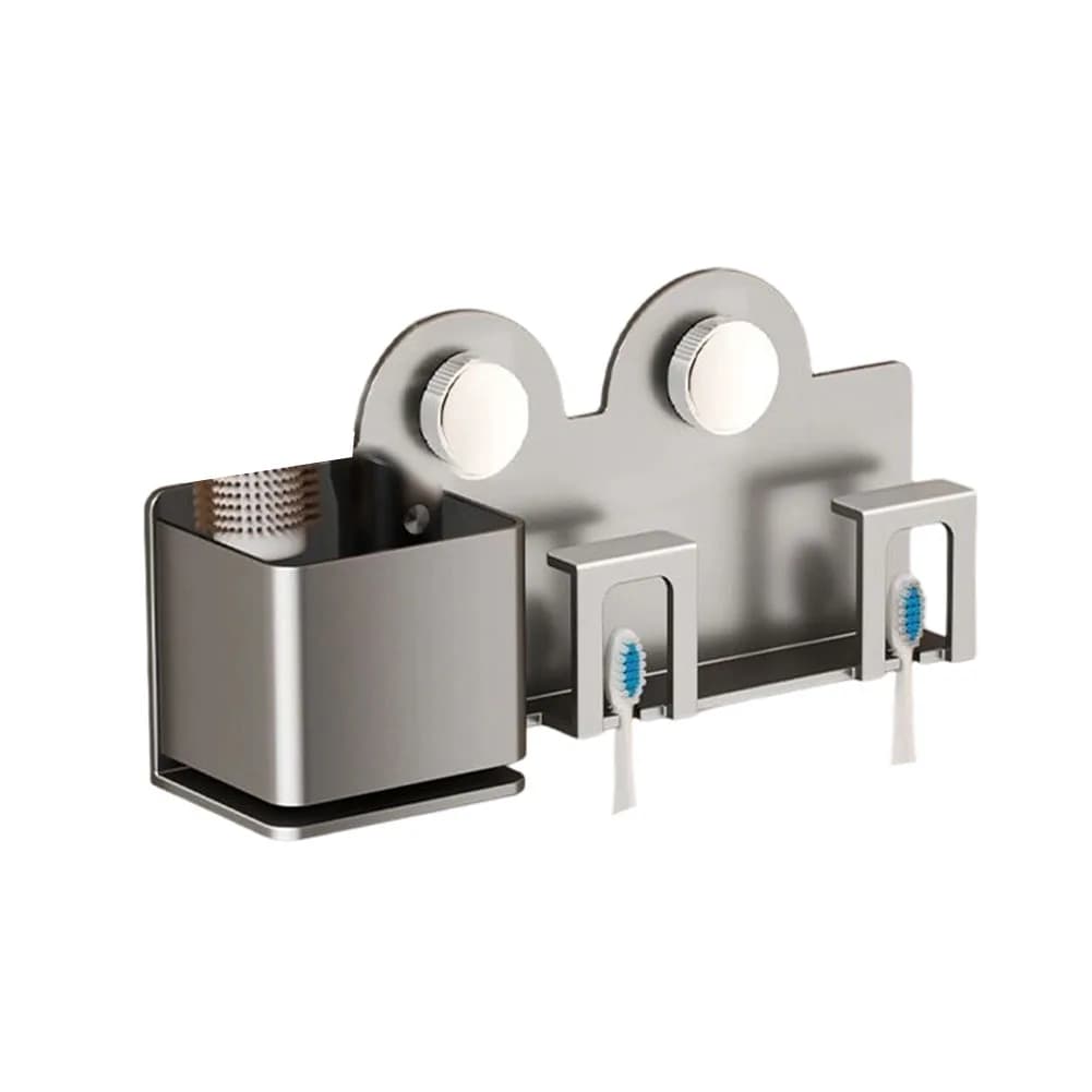 Removable Bathroom Accessory Toothbrush Holder Comb Storage Grey Toothbrush Organizer No-trace Or Screw Mounting