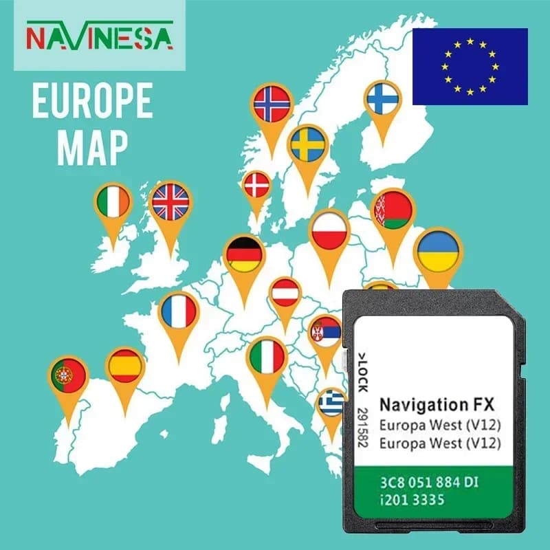 for VW Navigation FX V12 West Transporter V (7H/7E) (2012 - 2017) Multivan V (7H/7E) (2012 - 2017) RNS310 SD MAP Card