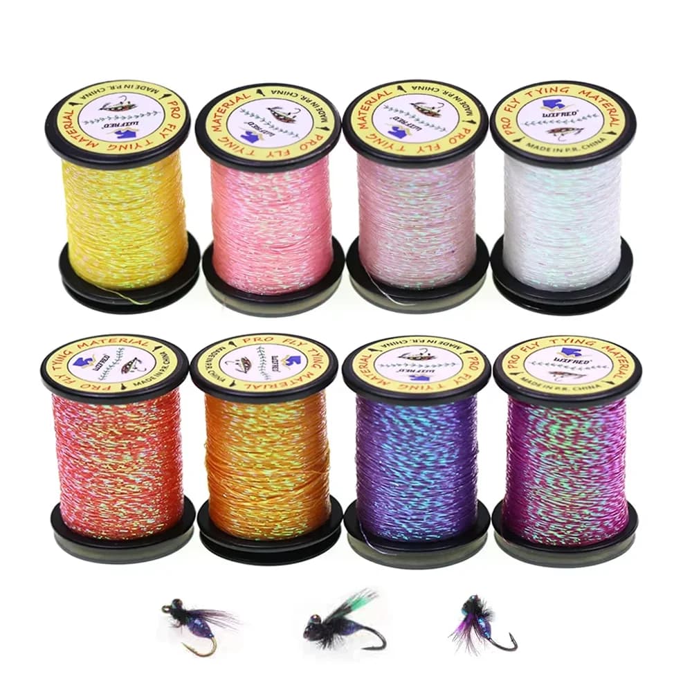 2 pz/4 pz 50M Filo Metallico Scintillante Glint Nymph Tinsel per Costruzione Mosche Artificiali, per Buzzer Nymphs, Mosche Secche/Bagnate, Esche da Pesca alla Trota