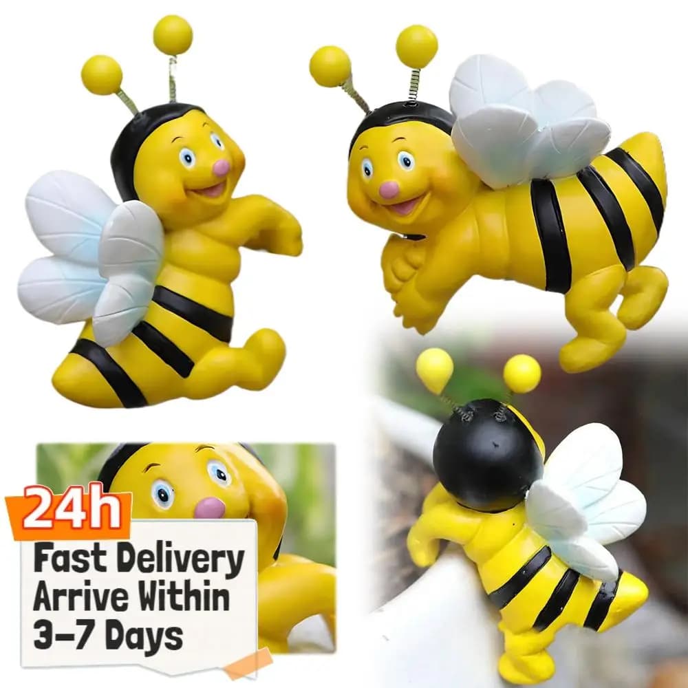 Set of 2 Cute Figurine of Climbing Bees for Vases, Flowering Decorations, Plant Support